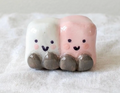 Marshmallow Best Friends Clay Figurine | Handmade Decor
