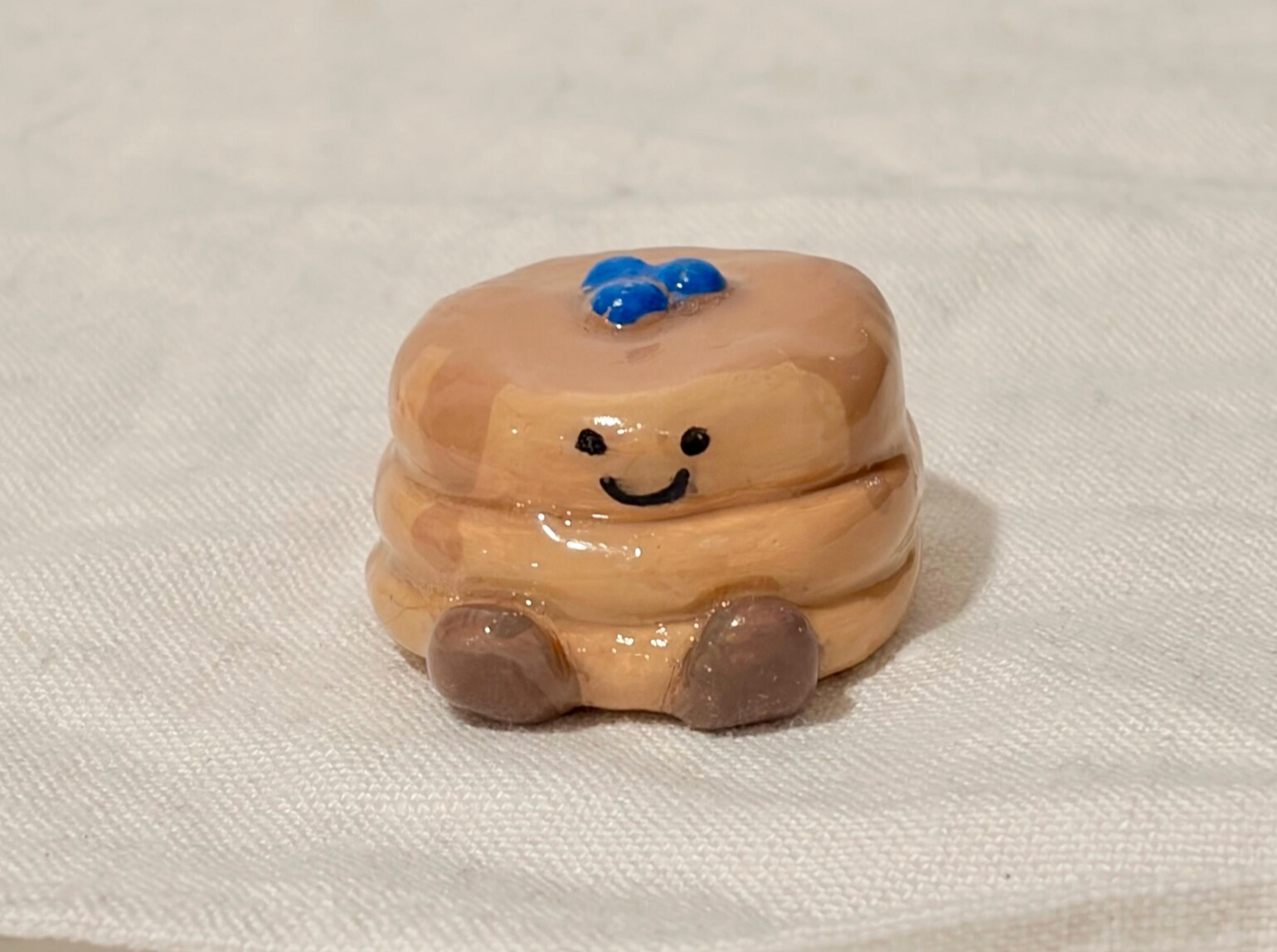 Blueberry Pancake Clay Figurine | Handmade Desk Decor